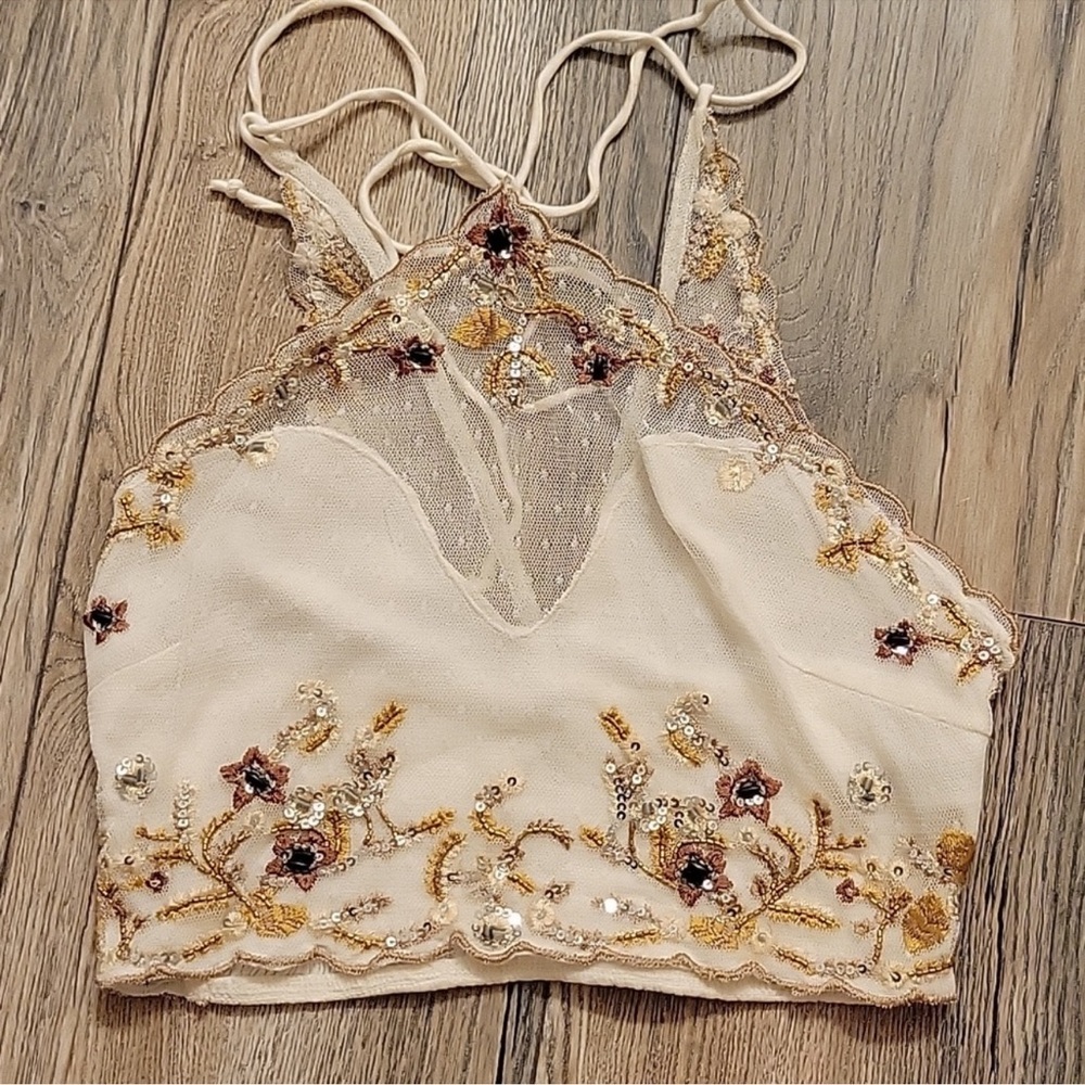 Free People Sequin Summer halter Crop Top